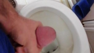 Young Male Masturbates and CUMS in Toilet Almost Caught