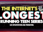 Sexy brunette college girl slobbers on a fat dick 1/16