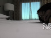 Sexy brunette college girl slobbers on a fat dick 16/16