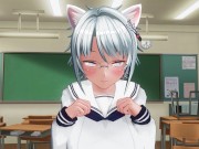 3D HENTAI YURI Neko schoolgirls lick pussies after school