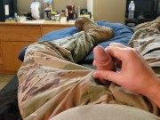 Military Guy Relaxing Before Work Thinking Of You