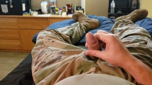Military Guy Relaxing Before Work Thinking Of You
