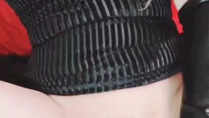 Me time (touched and fucked myself with a dildo wearing leather gloves) squirted a little in the end