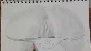 Drawing a vagina and panties porn art video number 2