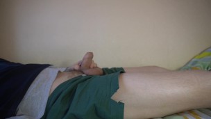 Handsome plays with cock