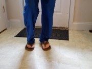 Nurse wetting her scrubs 14/16