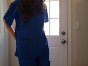 Nurse wetting her scrubs 15/16