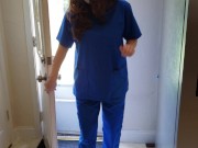 Nurse wetting her scrubs 2/16