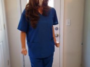 Nurse wetting her scrubs 4/16