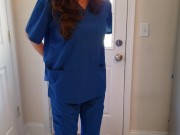 Nurse wetting her scrubs