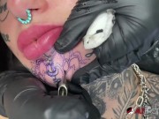 Gorgeous chick covered in tattoos gets another tattoo on her face 5/16