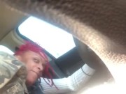 CarDate Fun With StacyRed!!!! Don’t try this at home he almost set my dreads on fire 😭😂 2/16