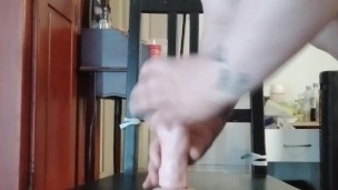 Slut pussy gets fisted (riding fist dildo)