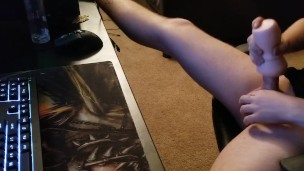 Gamer Stroking his Huge Cock