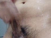 Quick stroke in the shower, cums twice