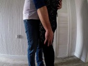Cumshot on my neighbour's stockings before going out to the party
