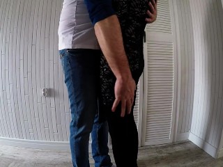 Cumshot on my neighbour’s stockings before going out to the party