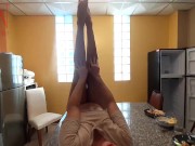 Housewife stripping at the kitchen desk 12/16