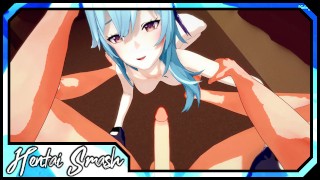 Eula POV sucking dick and swallowing cum - Genshin Impact Hentai