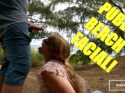 Cum All Over Face on Public Beach
