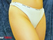 Skinny Asian rubbing cock with her new PANTIES !! 1/16