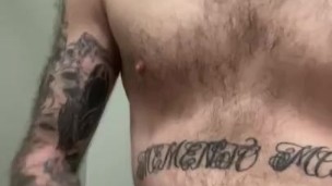bathroom masturbation ends with huge cumload 