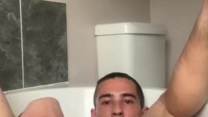 Anal pounding in the bath, Extra large dildo and DP large dildos