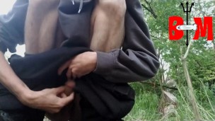 Getting Naked An Making My Big White Cock Cum In The Woods!