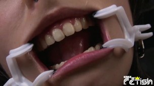 Tied up Japanese chick with red panties gets filmed in the prison