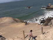 Teaser - Major nipslip over a busy scenic area (bonus slomo scene at end!)