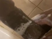 Cleaning in shower 