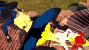 Pokemon Yuri Hentai - Braixen and lucario make scissors