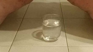 Chubby cum in glass