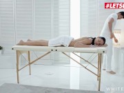 WhiteBoxxx - Gorgeous Brunette Leanne Lace Masturbates And Fucks Her Lover On The Massage Table - LETSDOEIT 1/16