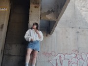 Lika Lax in full view on the construction site fucked herself in the throat and hard squirted 1/16