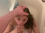 Wife's sister sucks dick in shower blowjob cumshot facial 14/16