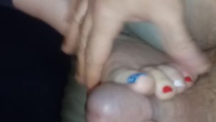 Patriotic Footjob with cum explosion