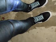 Rewetting My Skinny Jeans And Vans In Parking Lot 14/16