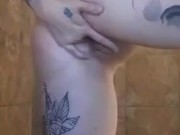Playing with my pussy in the shower