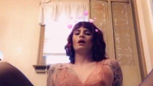 Sissy rides dildo