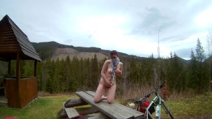 Naked girl in the mountains