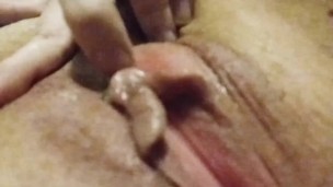 Teen stimulating sensitive clit and pussy after leg shaking orgasms!