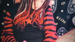 Solo Monster Dildo Play