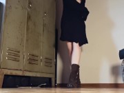 Naked under her woolen shawl, she teases you with her body