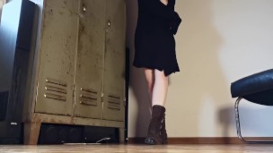 Naked under her woolen shawl, she teases you with her body