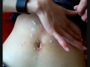 massage with cream on my sticking out navel and boiling wax on my belly a hot game Fantasy of Paula