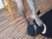 Blonde Tattooed Lady And Her Foot Slave 6/16