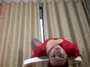 Nice lady in pantyhose and heels. Striptease at the round table 8 4/16