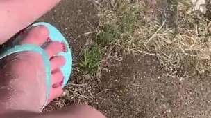 Getting feet wet in flip flops