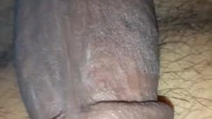 Stroking my long hard thick black cock 